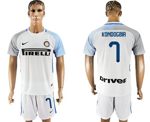 Inter Milan #7 Kondogbia White Away Soccer Club Jersey - Click Image to Close